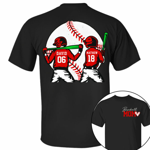 Personalized Baseball Mom Sweatshirt, Baseball Name Shirt, Baseball Number Tee, Gameday Cheer Mom Shirt, Baseball Gift for Mom Dad - Image 2