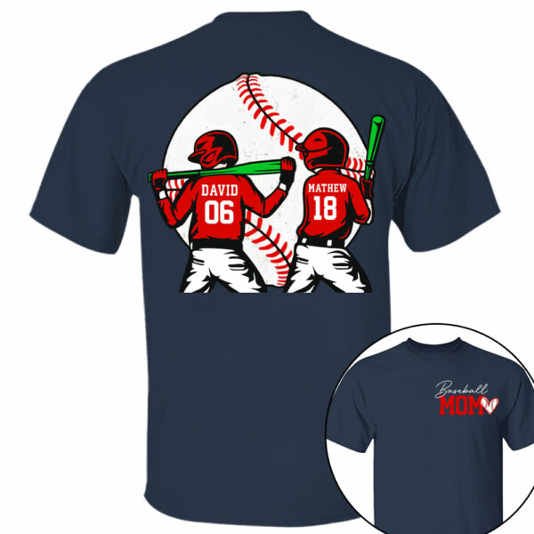 Personalized Baseball Mom Sweatshirt, Baseball Name Shirt, Baseball Number Tee, Gameday Cheer Mom Shirt, Baseball Gift for Mom Dad - Image 5