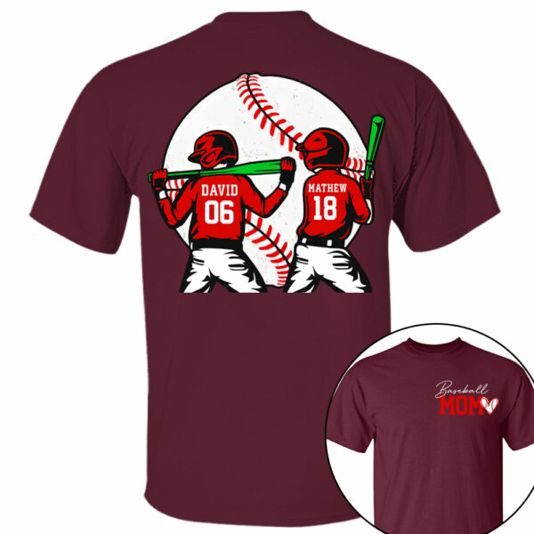 Personalized Baseball Mom Sweatshirt, Baseball Name Shirt, Baseball Number Tee, Gameday Cheer Mom Shirt, Baseball Gift for Mom Dad - Image 3