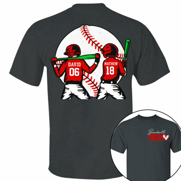 Personalized Baseball Mom Sweatshirt, Baseball Name Shirt, Baseball Number Tee, Gameday Cheer Mom Shirt, Baseball Gift for Mom Dad - Image 4