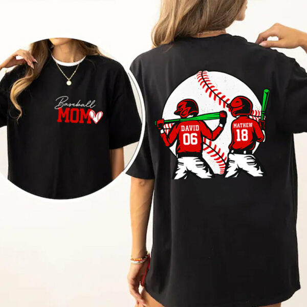 Personalized Baseball Mom Sweatshirt, Baseball Name Shirt, Baseball Number Tee, Gameday Cheer Mom Shirt, Baseball Gift for Mom Dad