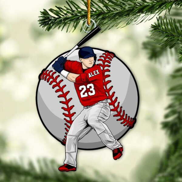 Personalized Baseball Player Ornament, Custom Baseball Christmas Ornament - Personalized Acrylic Baseball Player Ornament - Image 4