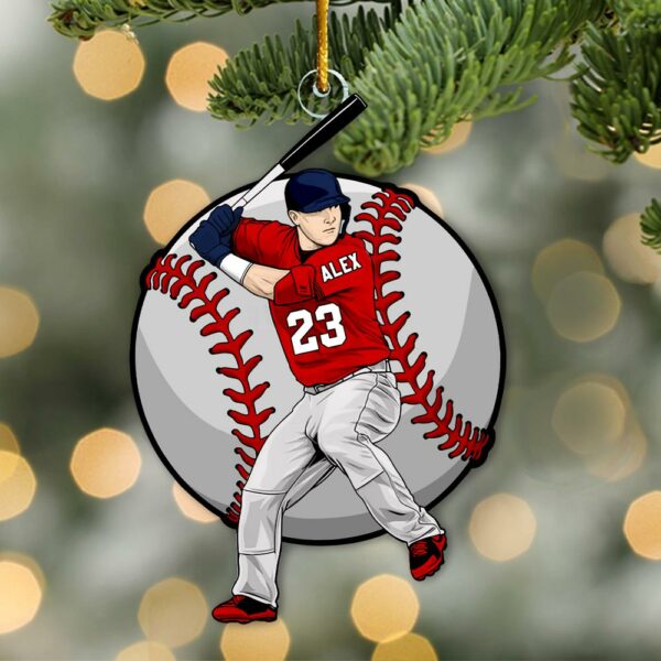 Personalized Baseball Player Ornament, Custom Baseball Christmas Ornament - Personalized Acrylic Baseball Player Ornament - Image 3