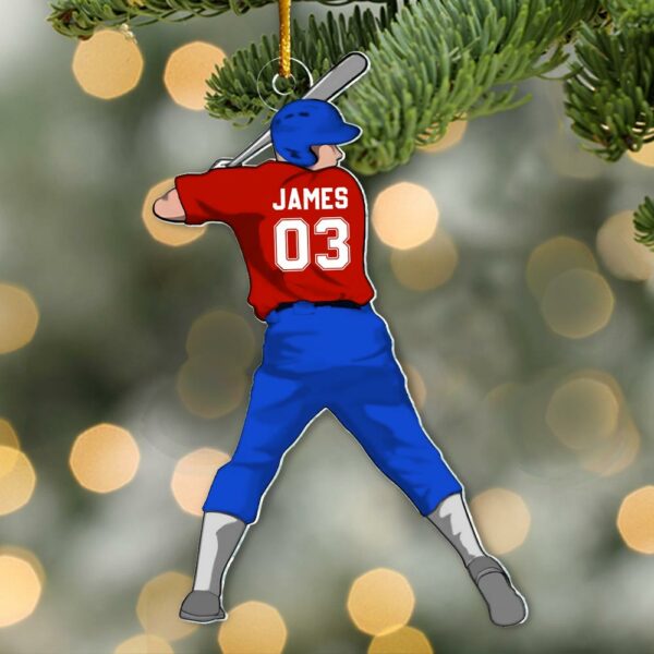 Personalized Baseball Player Ornament, Custom Baseball Christmas Ornament, Boy Baseball Ornament, Baseball Player Gift, Baseball Team Gift - Image 2
