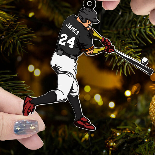 Personalized Baseball Player Ornament, Custom Baseball Christmas Ornament, Playing Baseball Ornament, Gift For Baseball Players - Image 6
