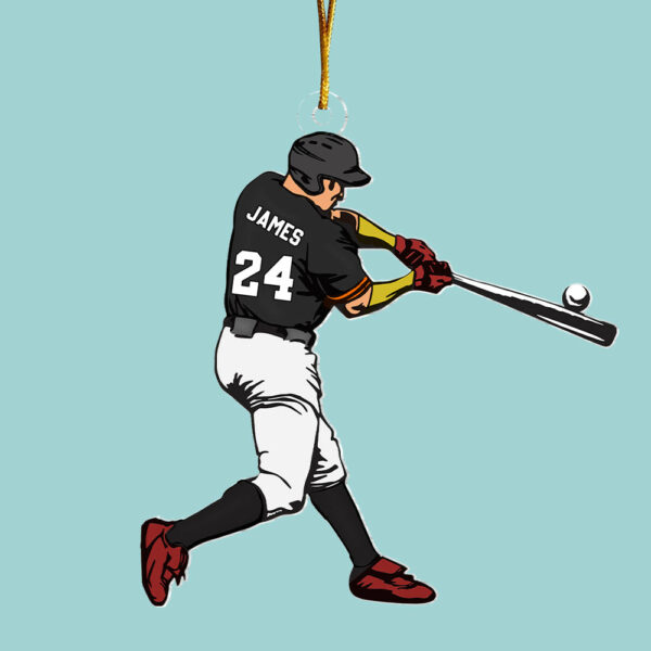 Personalized Baseball Player Ornament, Custom Baseball Christmas Ornament, Playing Baseball Ornament, Gift For Baseball Players - Image 4
