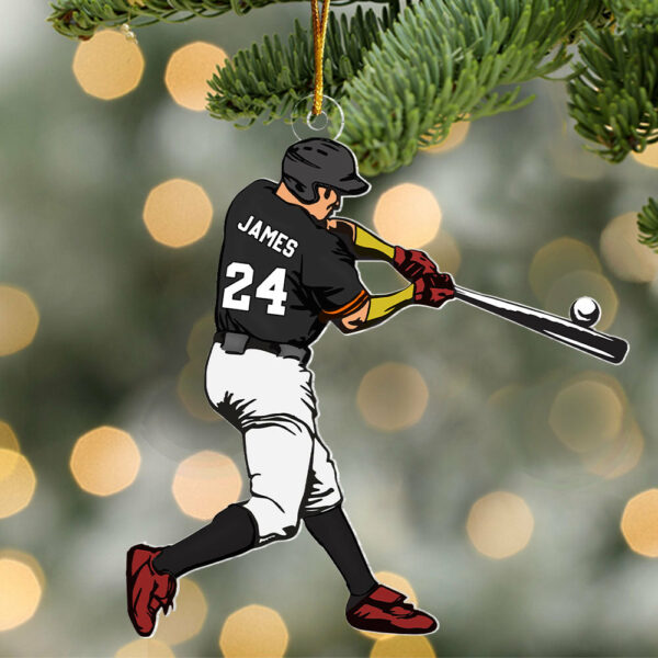 Personalized Baseball Player Ornament, Custom Baseball Christmas Ornament, Playing Baseball Ornament, Gift For Baseball Players - Image 2