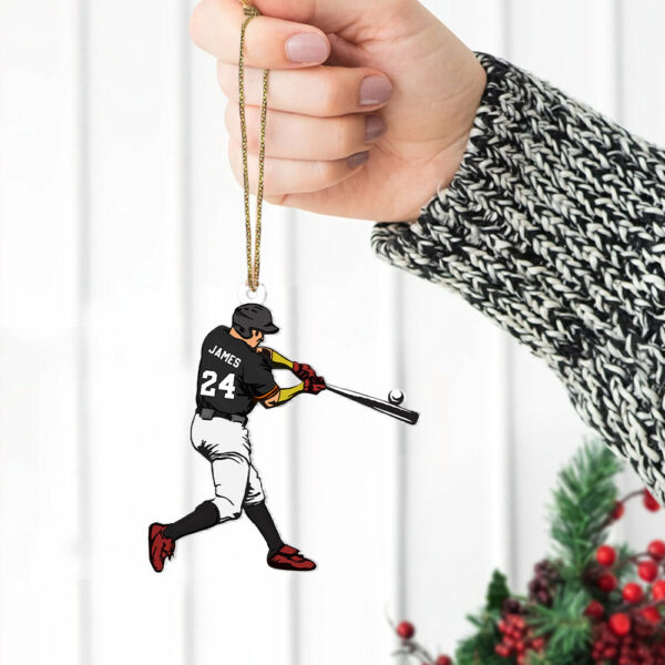 Personalized Baseball Player Ornament, Custom Baseball Christmas Ornament, Playing Baseball Ornament, Gift For Baseball Players - Image 5