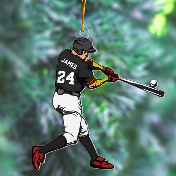 Personalized Baseball Player Ornament, Custom Baseball Christmas Ornament, Playing Baseball Ornament, Gift For Baseball Players - Image 3