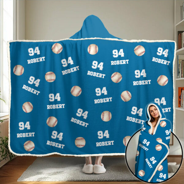 Personalized Baseball Wearable Blanket Hoodie For Sport Lovers, Sport Players