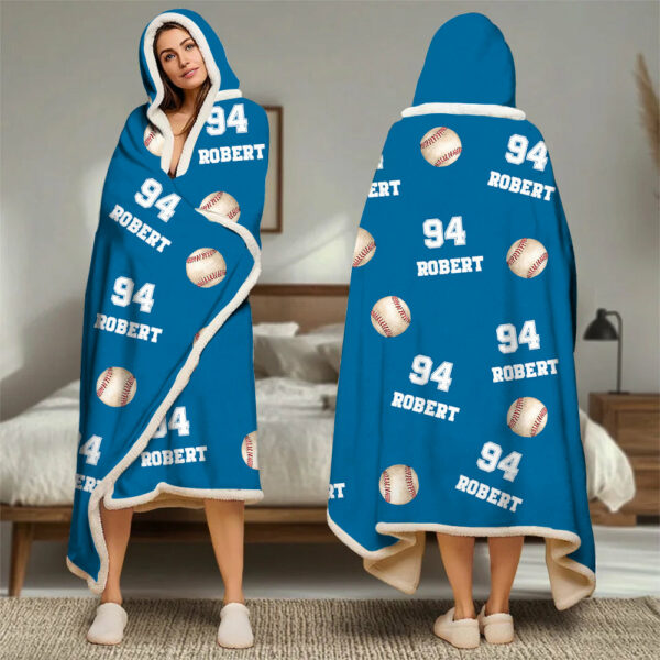Personalized Baseball Wearable Blanket Hoodie For Sport Lovers, Sport Players - Image 3