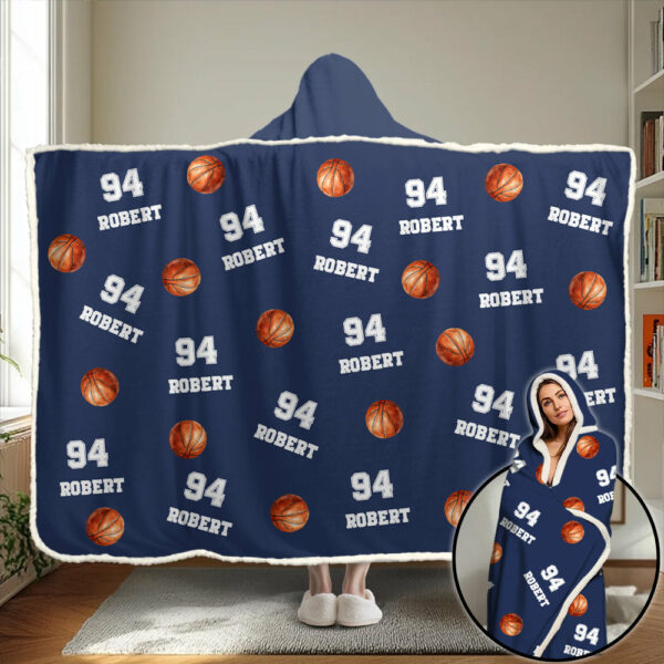 Personalized Basketball Wearable Blanket Hoodie For Sport Lovers, Sport Players