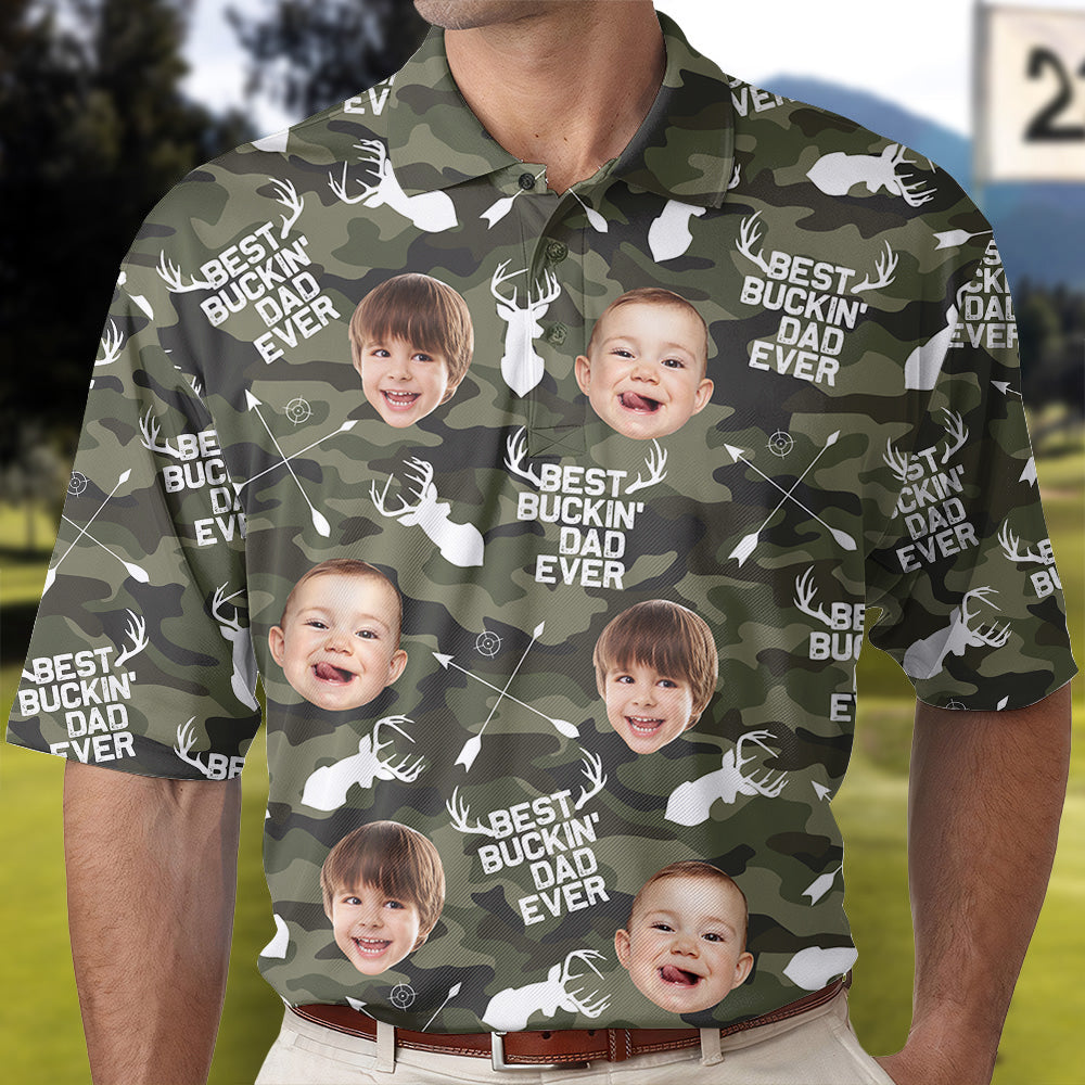 Personalized Best Buckin' Dad Ever Photo Polo Shirt