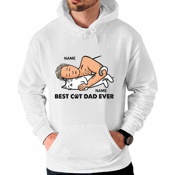 Personalized Best Cat Dad Ever Man With Cat Sleeping Shirt Funny Cat Dad Shirt Gift For Cat Lovers - Image 5