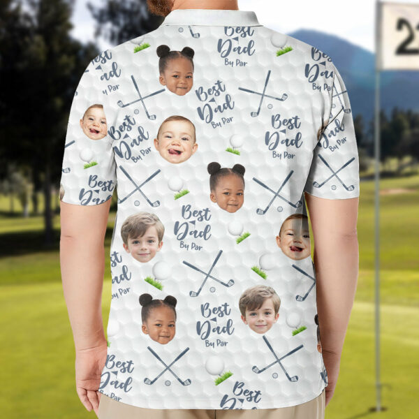 Personalized Best Dad By Par Polo Shirt with Face - Image 2