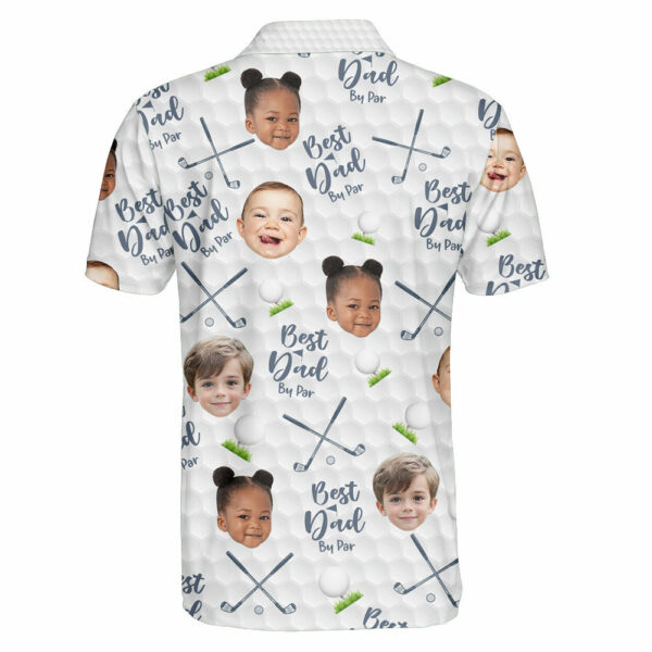 Personalized Best Dad By Par Polo Shirt with Face - Image 3