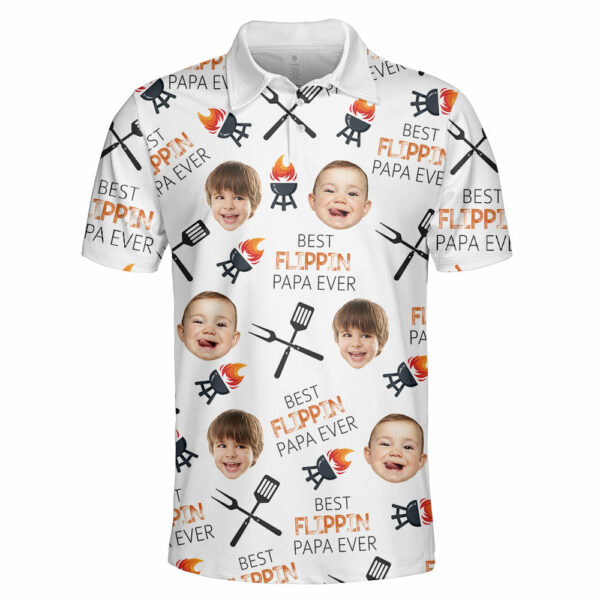 Personalized Best Flippin' Dad Ever Polo Shirt with Face, Father's Day Gift - Image 2