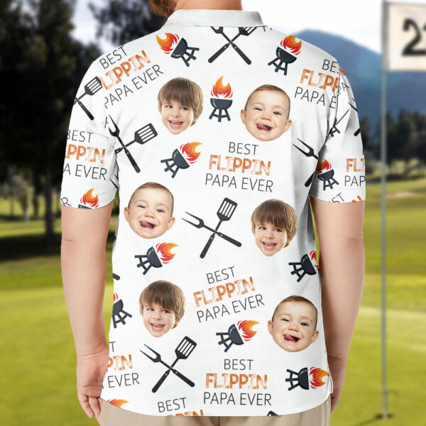Personalized Best Flippin' Dad Ever Polo Shirt with Face, Father's Day Gift - Image 3