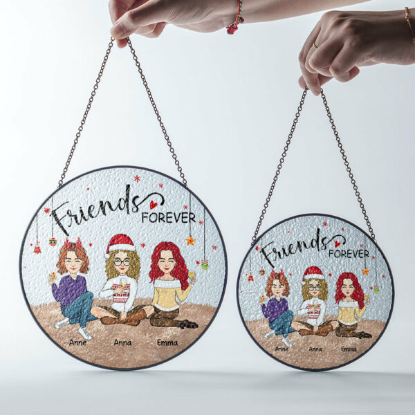 Personalized Besties Forever Stained Glass Suncatcher for Window Hanging - Christmas Gift For Best Friends, BFF, Sisters - Image 6
