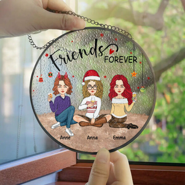 Personalized Besties Forever Stained Glass Suncatcher for Window Hanging - Christmas Gift For Best Friends, BFF, Sisters - Image 5