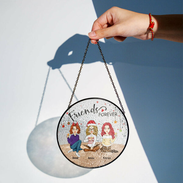 Personalized Besties Forever Stained Glass Suncatcher for Window Hanging - Christmas Gift For Best Friends, BFF, Sisters - Image 3