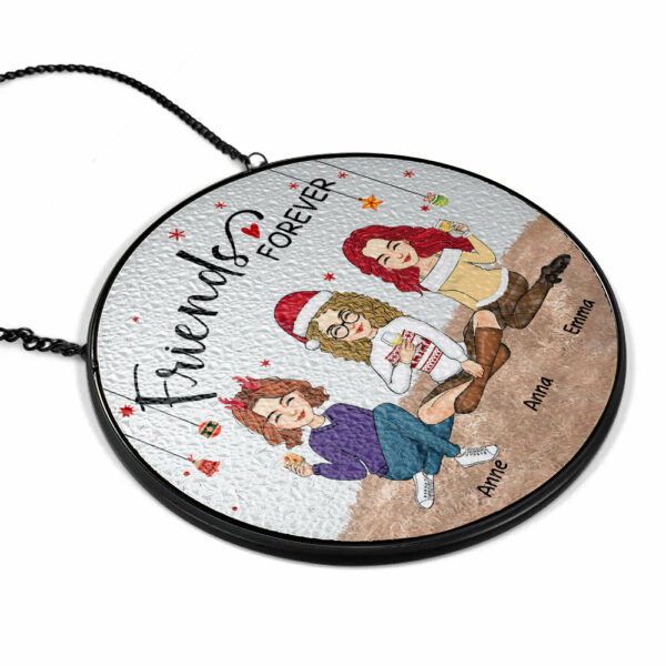 Personalized Besties Forever Stained Glass Suncatcher for Window Hanging - Christmas Gift For Best Friends, BFF, Sisters - Image 4