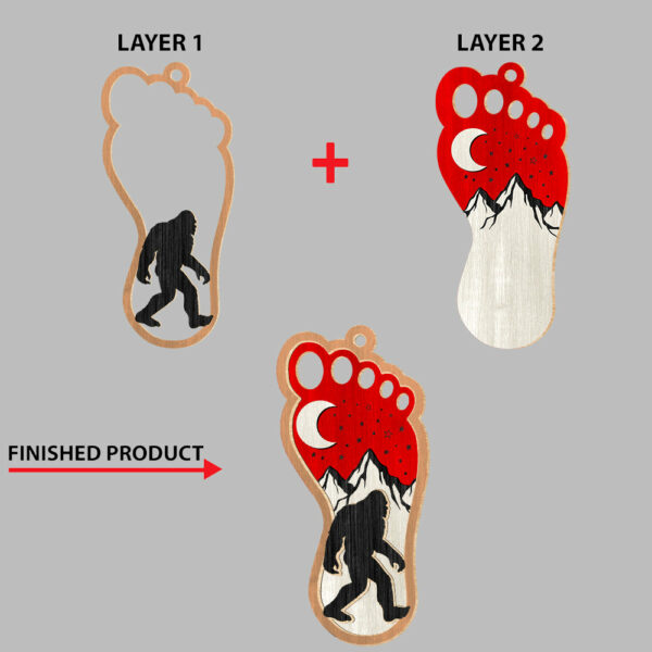 Personalized Bigfoot Christmas Ornament - Bigfoot 2 Layered Wooden Ornament - Image 5