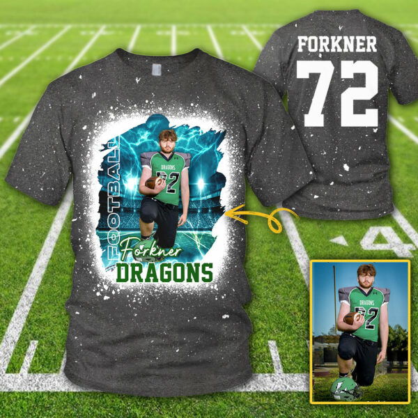 Personalized Bleached Shirt Custom Photo Player Name & Number Player Football Bleached All Over Print Shirt K1702 - Image 9