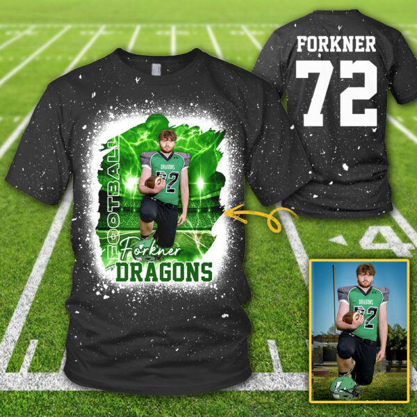 Personalized Bleached Shirt Custom Photo Player Name & Number Player Football Bleached All Over Print Shirt K1702 - Image 8