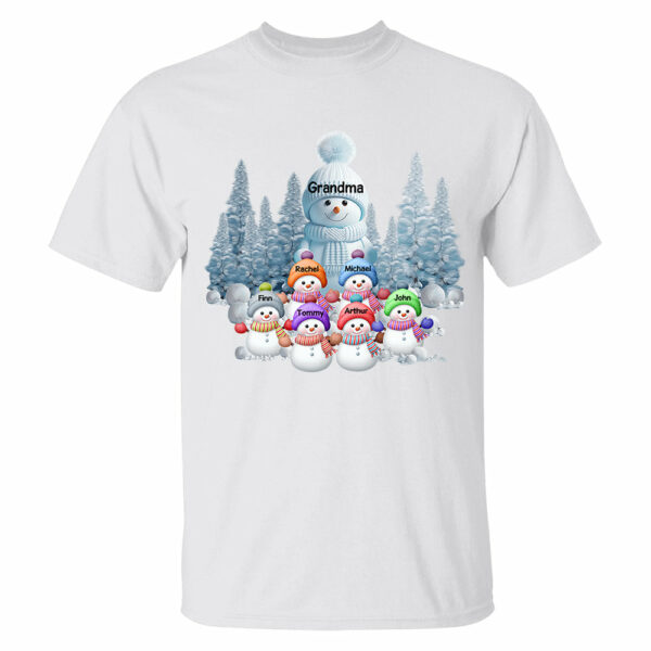 Personalized Blue Vibe Snowman Grandma Colorful Kids Sweatshirt Christmas Gift - Image 2