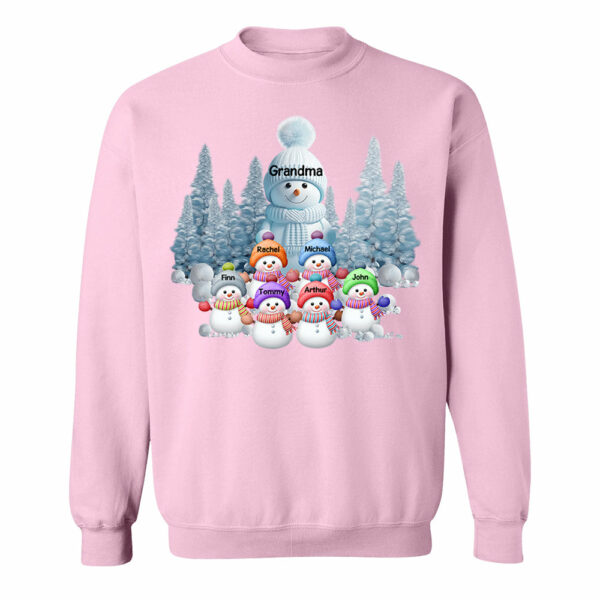 Personalized Blue Vibe Snowman Grandma Colorful Kids Sweatshirt Christmas Gift - Image 6