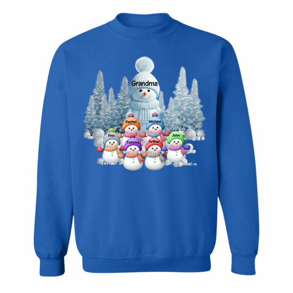 Personalized Blue Vibe Snowman Grandma Colorful Kids Sweatshirt Christmas Gift - Image 9