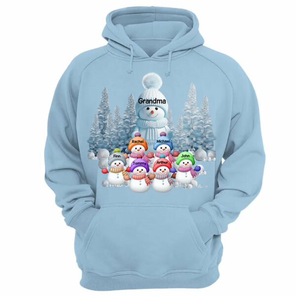 Personalized Blue Vibe Snowman Grandma Colorful Kids Sweatshirt Christmas Gift - Image 11