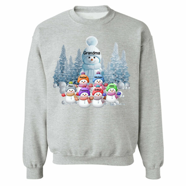 Personalized Blue Vibe Snowman Grandma Colorful Kids Sweatshirt Christmas Gift - Image 7
