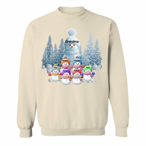 Personalized Blue Vibe Snowman Grandma Colorful Kids Sweatshirt Christmas Gift - Image 8