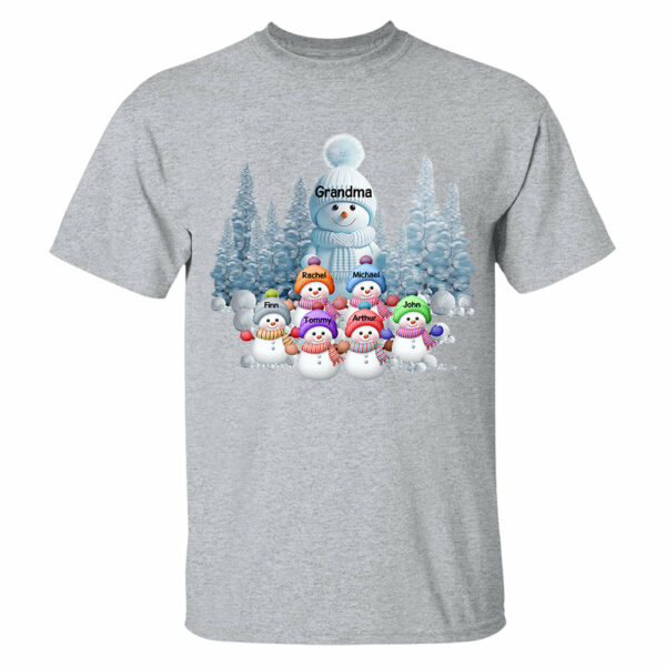 Personalized Blue Vibe Snowman Grandma Colorful Kids Sweatshirt Christmas Gift - Image 3