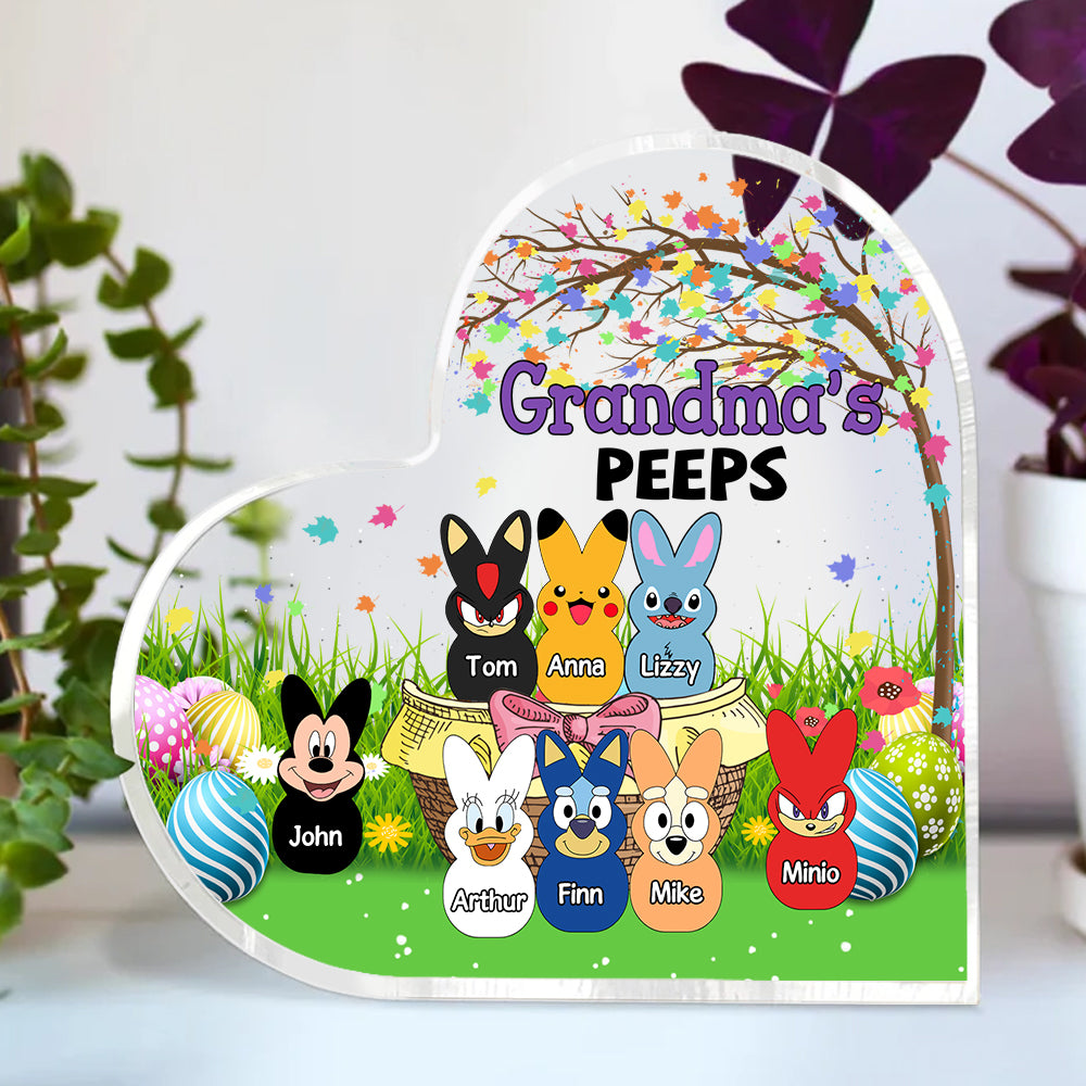 Personalized Bunny Heart-Shaped Acrylic Plaqueï¼ŒGifts for Grandma Easter Day Gift