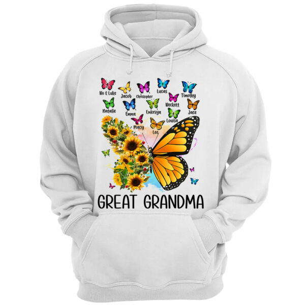 Personalized Butterfly Sunflower Shirt For Grandma - Custom Grandma Nickname With Grandkids Name Shirts - Image 3