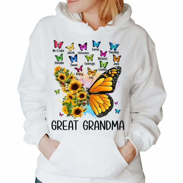 Personalized Butterfly Sunflower Shirt For Grandma - Custom Grandma Nickname With Grandkids Name Shirts - Image 4