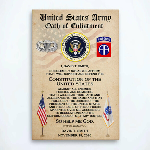 Personalized Canvas And Poster Oath of Enlistment Military Gift For Veterans K1702 - Image 3