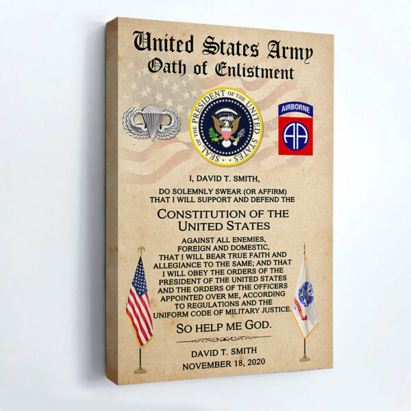 Personalized Canvas And Poster Oath of Enlistment Military Gift For Veterans K1702 - Image 2