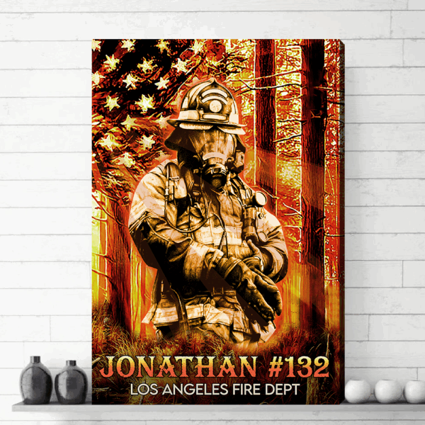 Personalized Canvas Firefighter Flag America Gift For Firefighter K1702 - Image 2