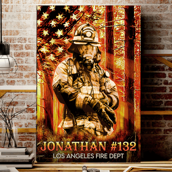 Personalized Canvas Firefighter Flag America Gift For Firefighter K1702 - Image 4