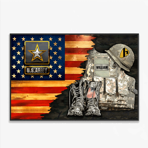Personalized Canvas Poster Gift For Military Veteran Dad Grandpa Veteran Custom Rank And Name Veteran American Rustic Flag K1702 - Image 5