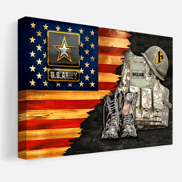 Personalized Canvas Poster Gift For Military Veteran Dad Grandpa Veteran Custom Rank And Name Veteran American Rustic Flag K1702 - Image 4