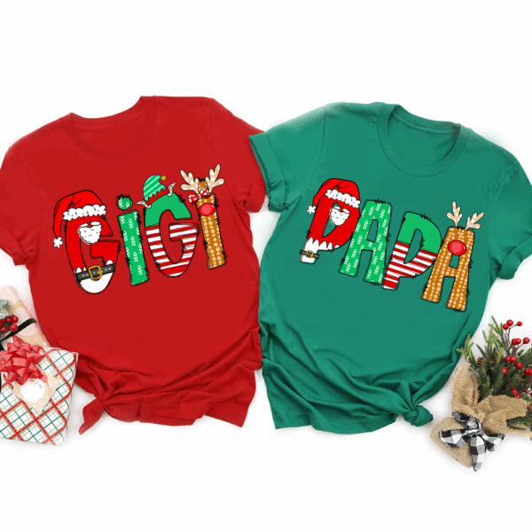 Personalized Cartoon Font Santa Family Matching T-Shirts - Image 5