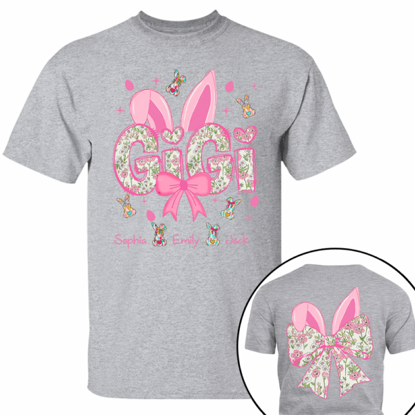 Personalized Colorful Gigi Easter Bunny Shirt - Custom Nickname and Kids Names Shirt For Grandma - Image 5