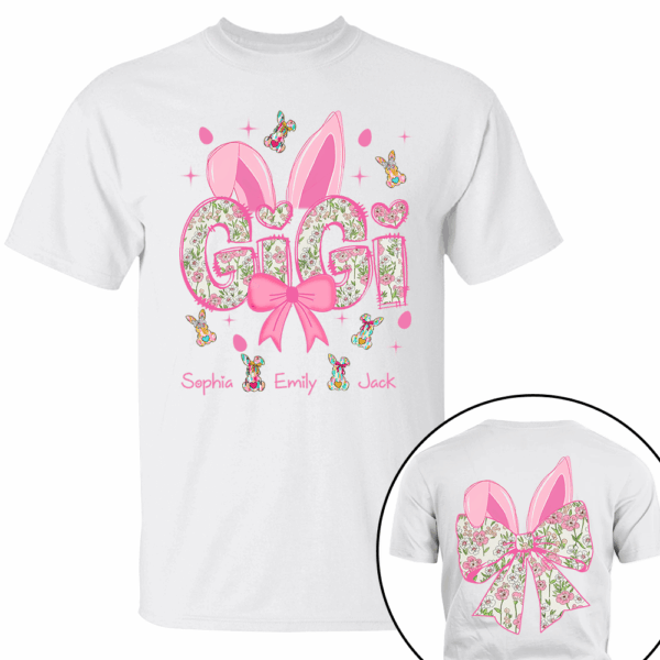Personalized Colorful Gigi Easter Bunny Shirt - Custom Nickname and Kids Names Shirt For Grandma - Image 2