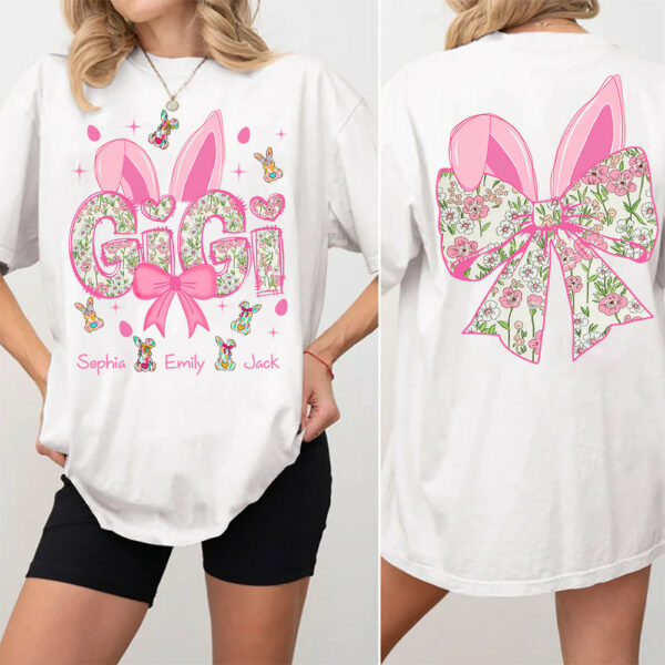Personalized Colorful Gigi Easter Bunny Shirt - Custom Nickname and Kids Names Shirt For Grandma