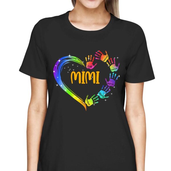 Personalized Colorful Heart And Hands Print Shirts For Mimi - Image 2